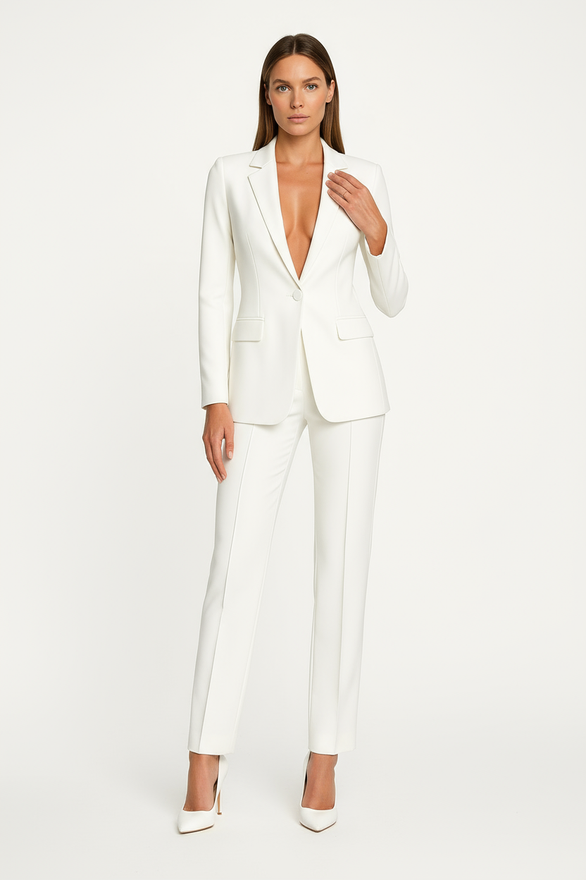 Ensemble Blazer et Pantalon Femme Structuré Bleu - vue 8