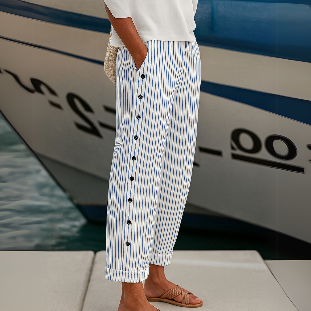Caitlin - Pantalon femme élégant à boutons