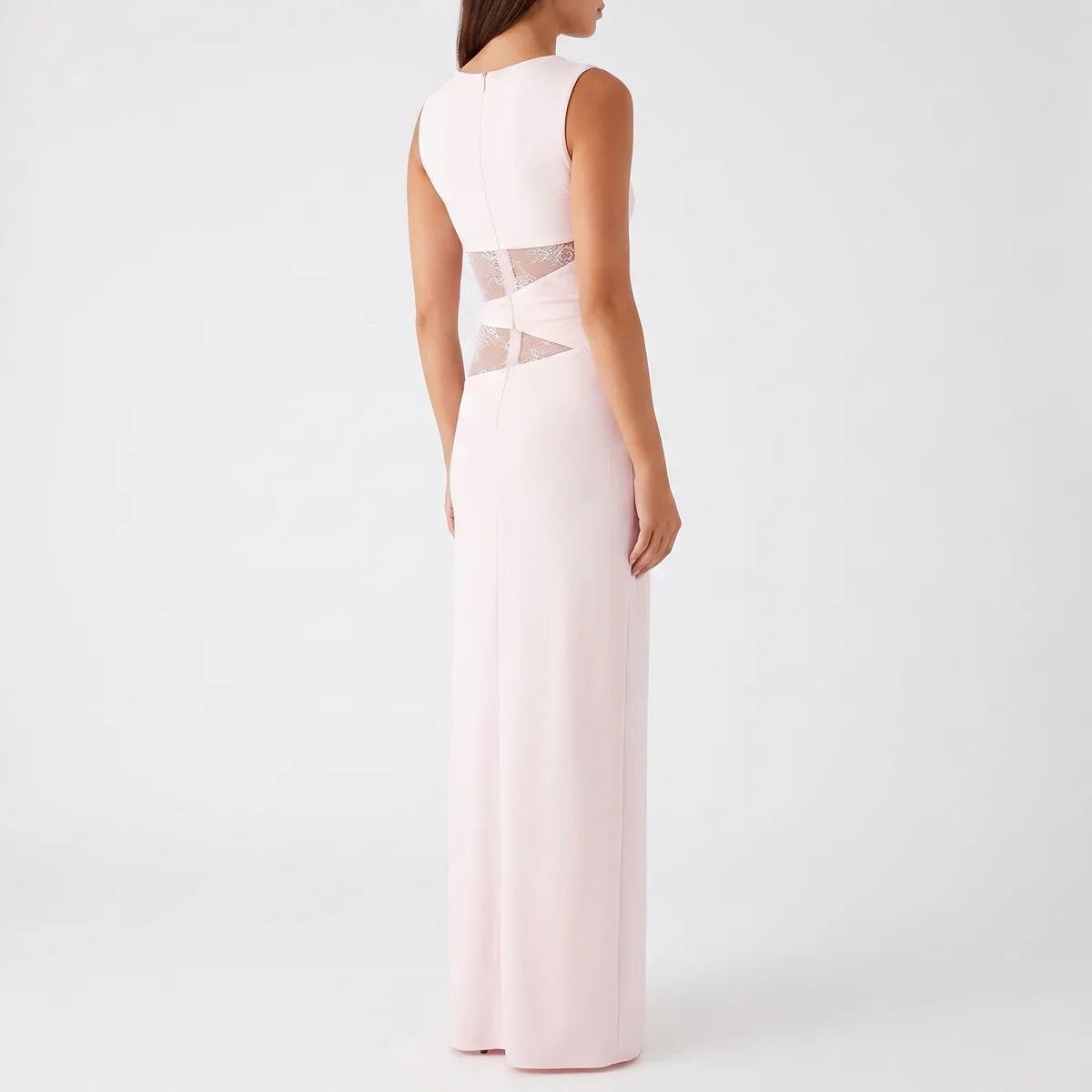 Robe Dentelle Longue Fleurie Femme robe longue ajourée élégante en dentelle, détail décolleté