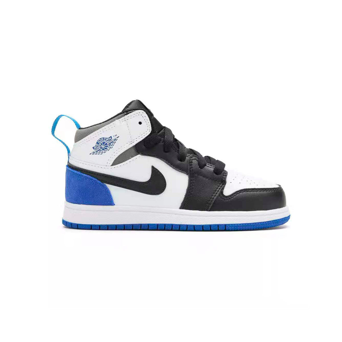 Air Jordan 1 Mid Royal Black Toe Baskets Bleu Noir Enfant - 1