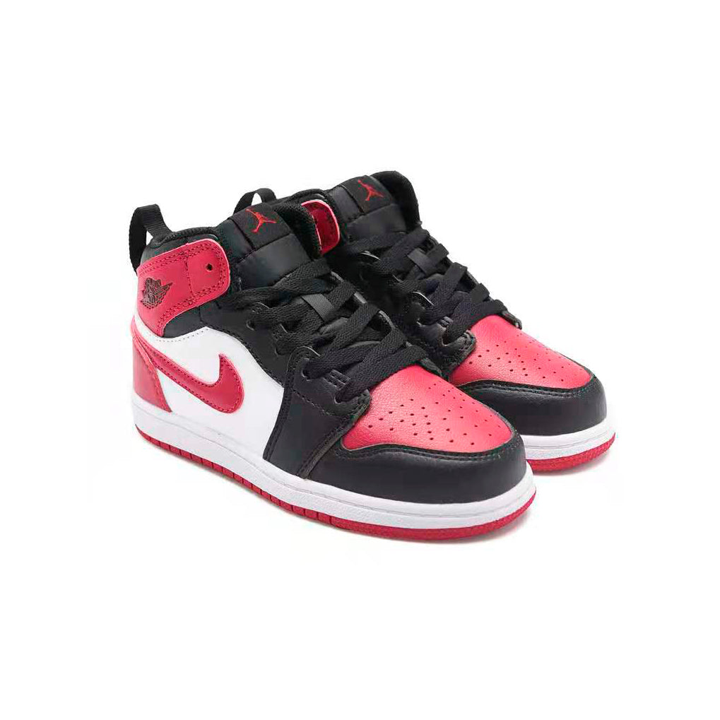 Air Jordan 1 Mid Noble Red Baskets Rouge Blanc Enfant - 2
