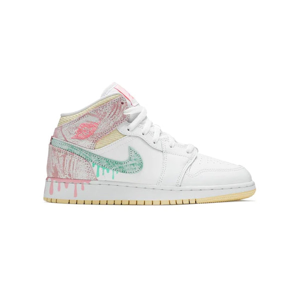 Air Jordan 1 Mid Paint Drip Baskets Blanc Multicolore Homme Femme - 1