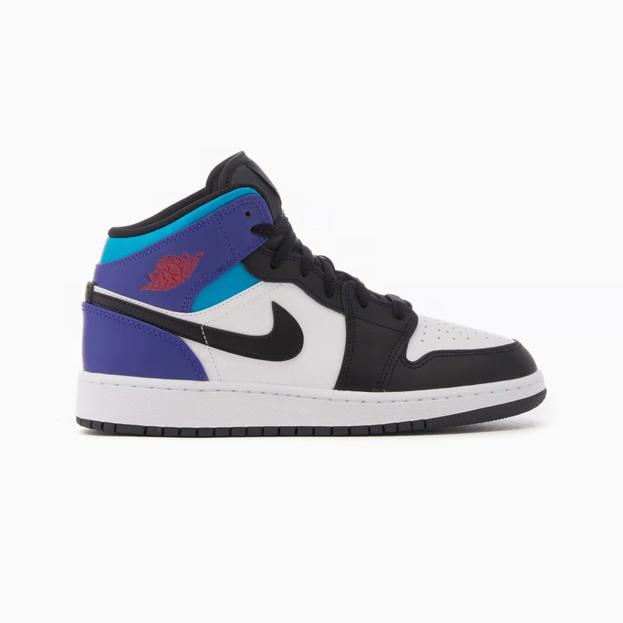 Air Jordan 1 Mid Black Toe Grape Baskets Noir Violet Homme Femme - 1