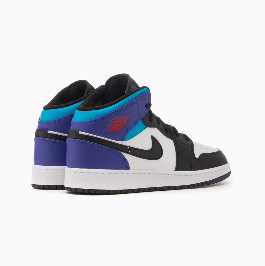 Air Jordan 1 Mid Black Toe Grape Baskets Noir Violet Homme Femme - 2