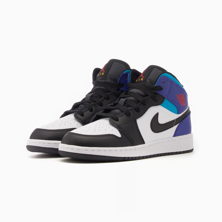 Air Jordan 1 Mid Black Toe Grape Baskets Noir Violet Homme Femme - 3