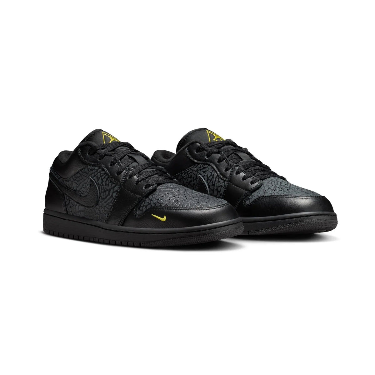 Air Jordan 1 Low Black Elephant Print Baskets Noir Gris Homme Femme - 2