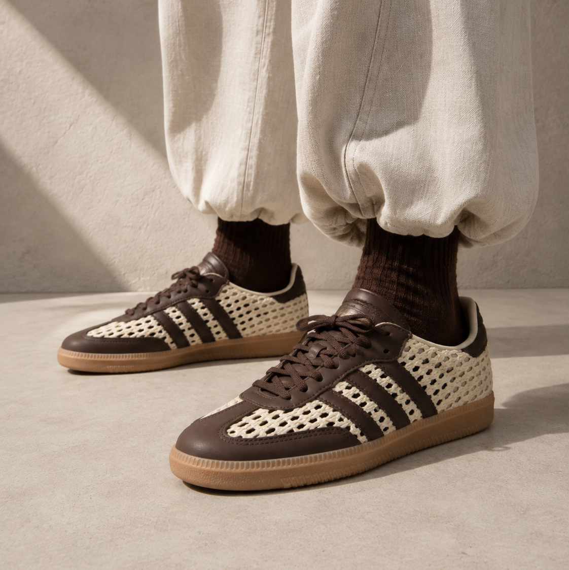 adidas Samba OG Basketweave Baskets Blanc Marron Homme Femme - 4
