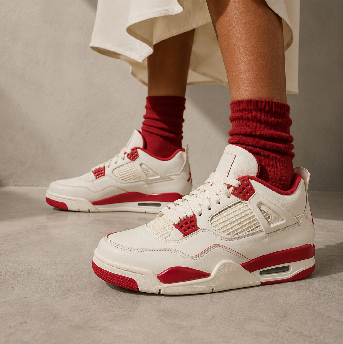 Air Jordan 4 Valentine's Day Sierra Red Baskets Rouge Homme Femme - 5