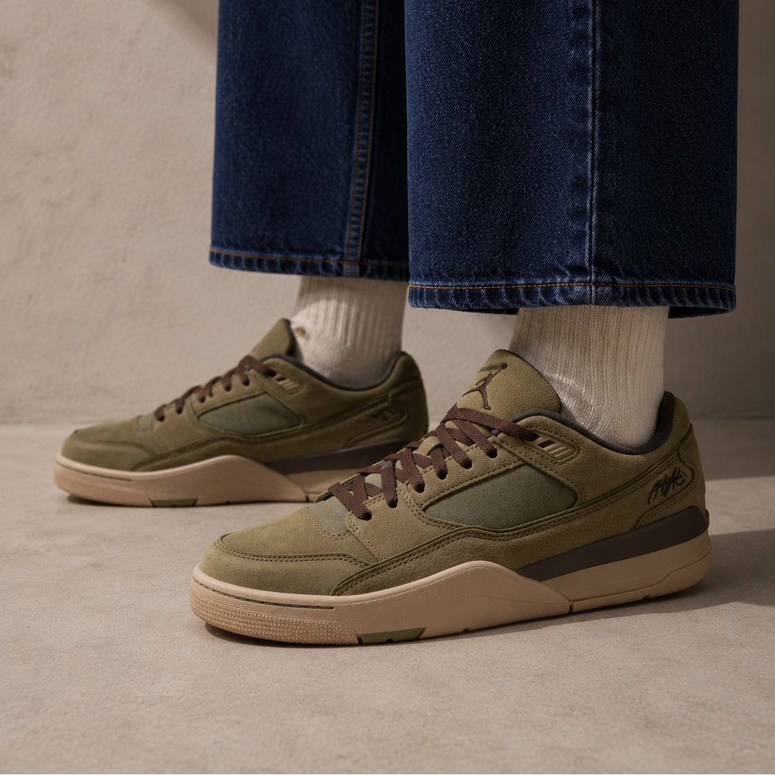 Jordan Flight Court Medium Olive Baroque Brown Baskets Vert Marron Mixte - 5