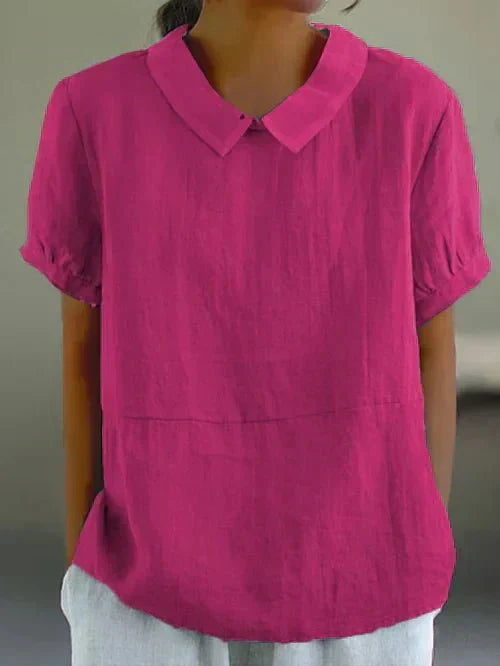 Blouse Femme en Coton Col Rond Blanc - vue 6