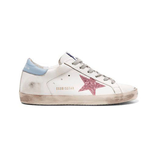 Golden Goose Superstar Baskets Bleu Ciel Étoile Pailletée Rouge Femme - 1