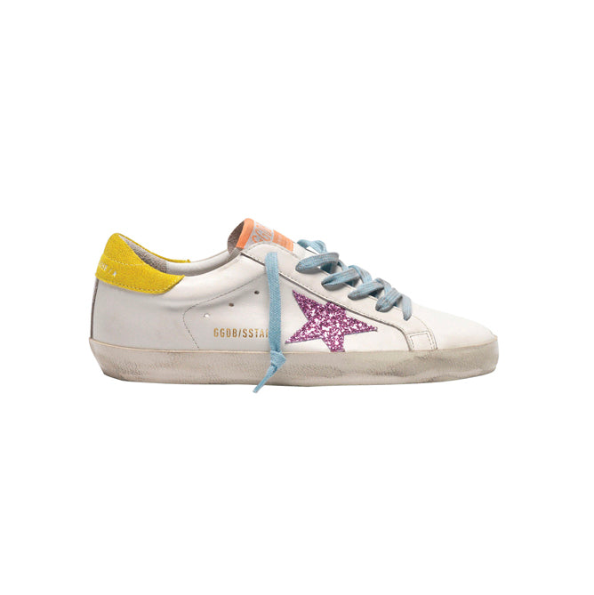 Golden Goose Purestar Baskets Rose Étoile Pailletée Jaune Femme - 1