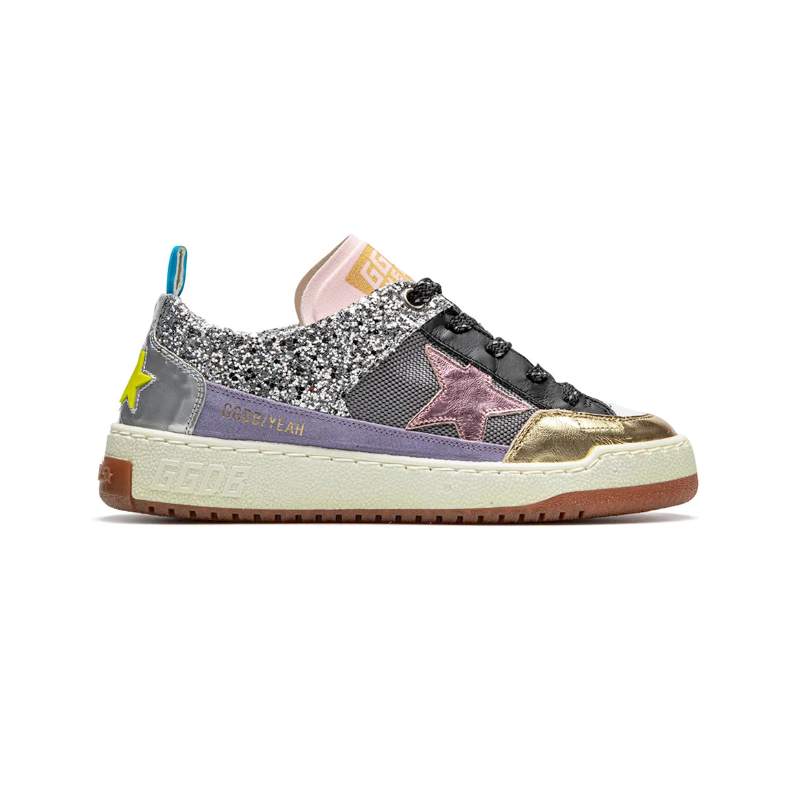 Golden Goose Yeah Baskets Argent Étoile Rose Femme - 1