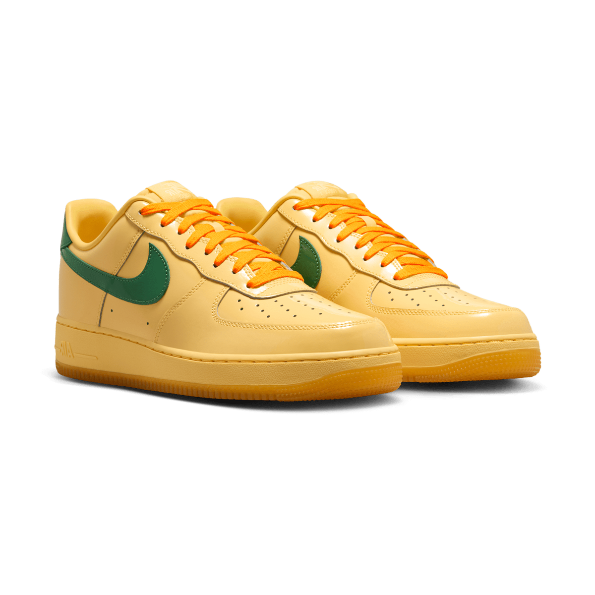 Nike Air Force 1 Low Patent Leather Topaz Gold Pine Green Baskets Or Vert Mixte - 2