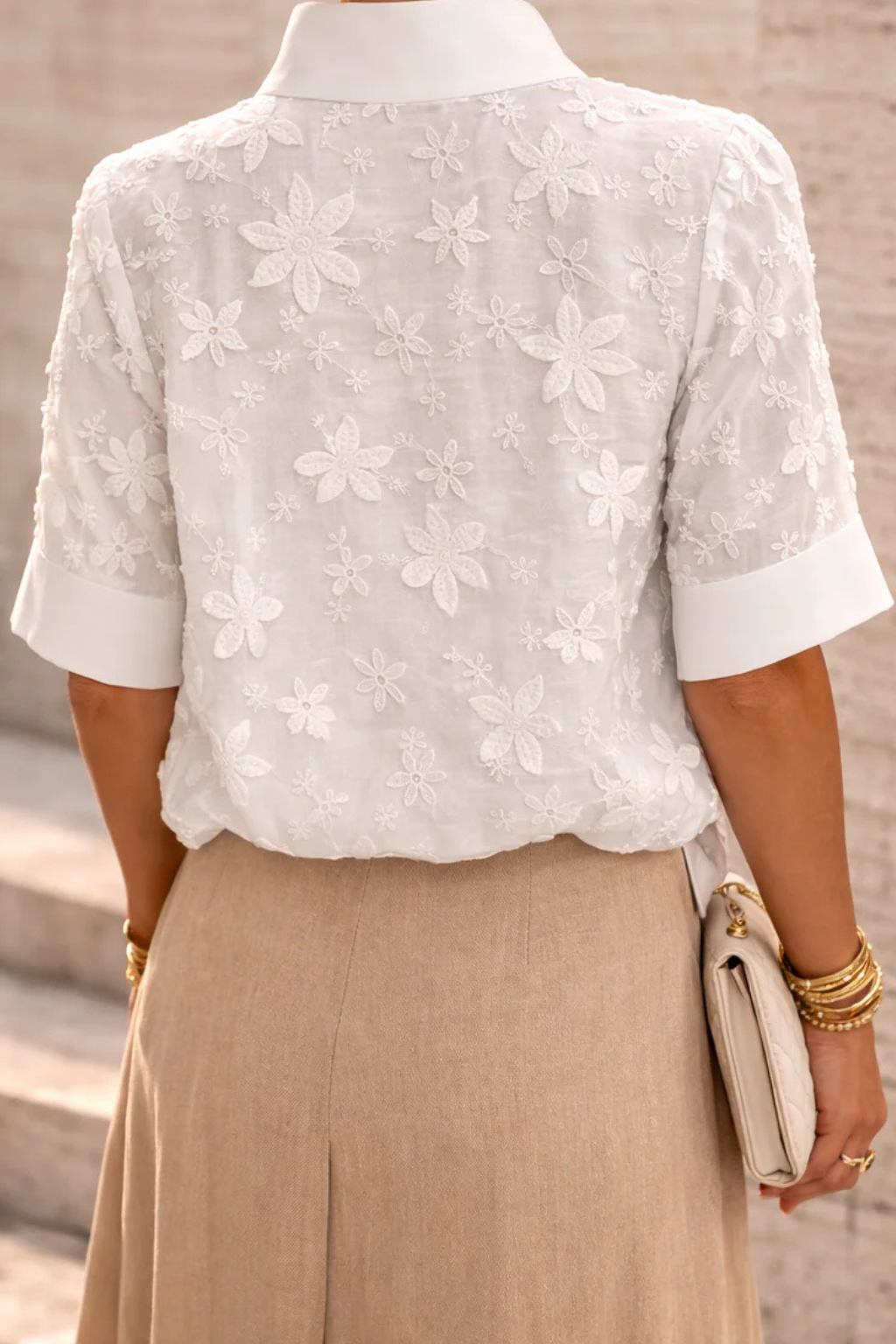 Margaux - Top femme fleuri à manches