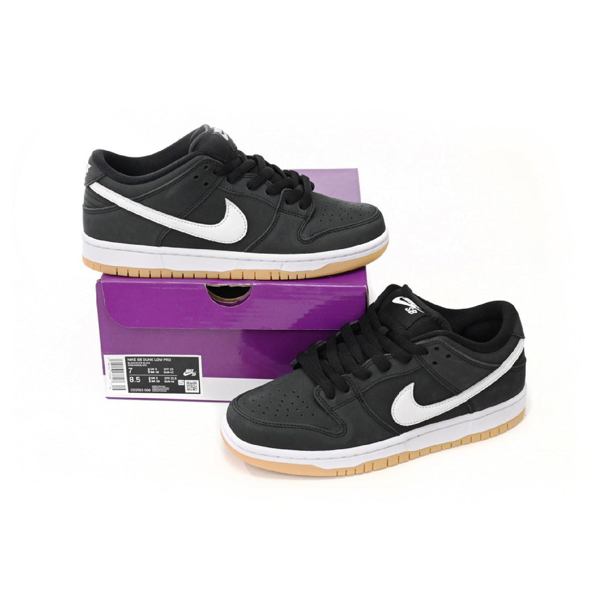 Nike SB Dunk Low Pro Black Gum Baskets Noir Homme Femme - 5
