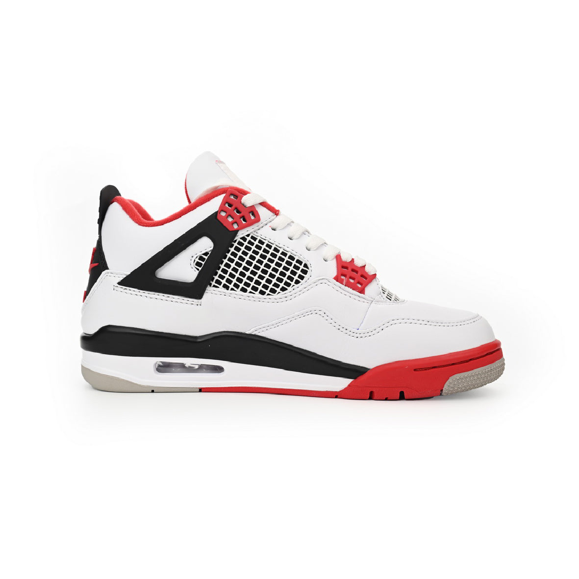 Air Jordan 4 Fire Red Baskets Blanc Rouge Homme Femme - 1