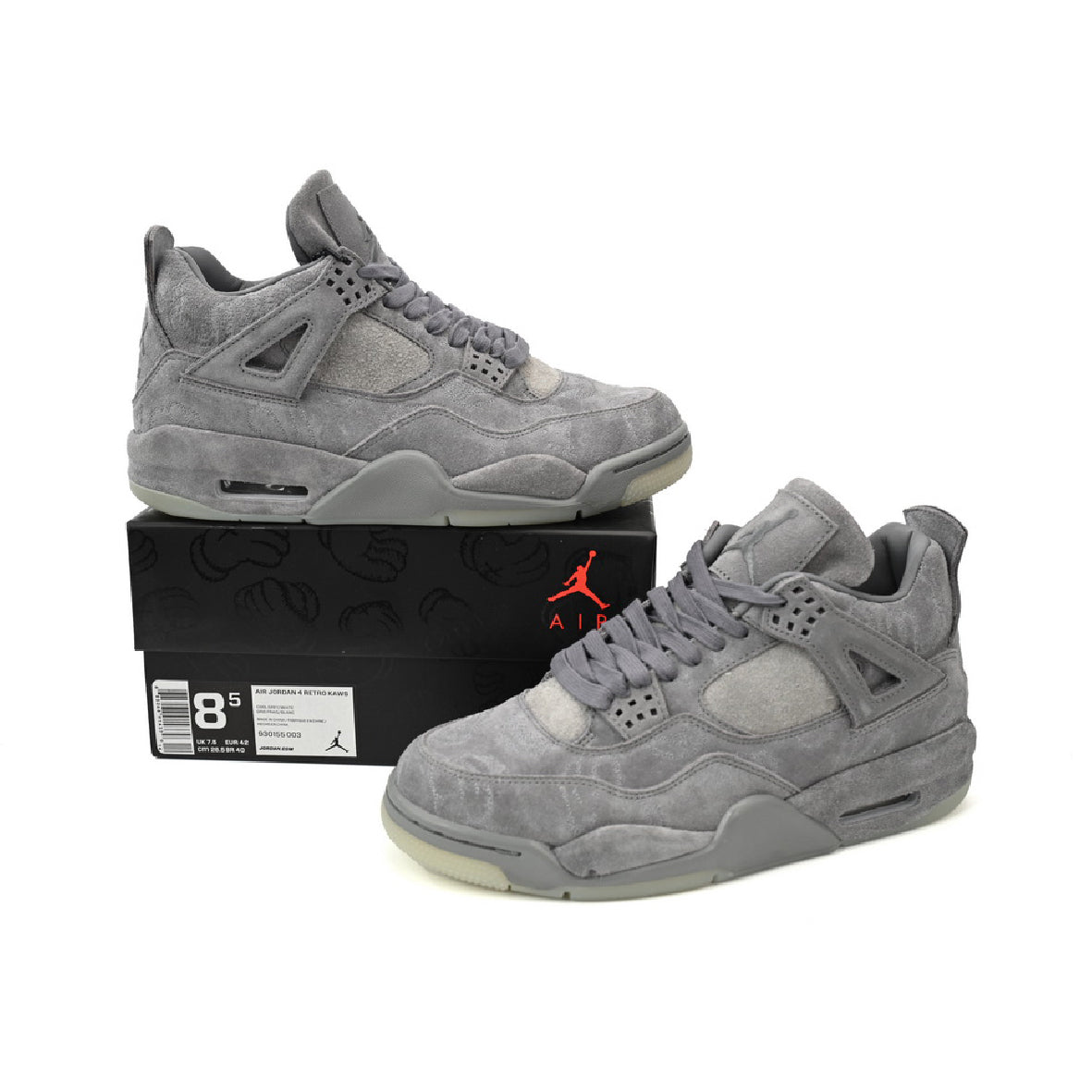 Air Jordan 4 Retro Kaws Baskets Gris Blanc Homme Femme - 4