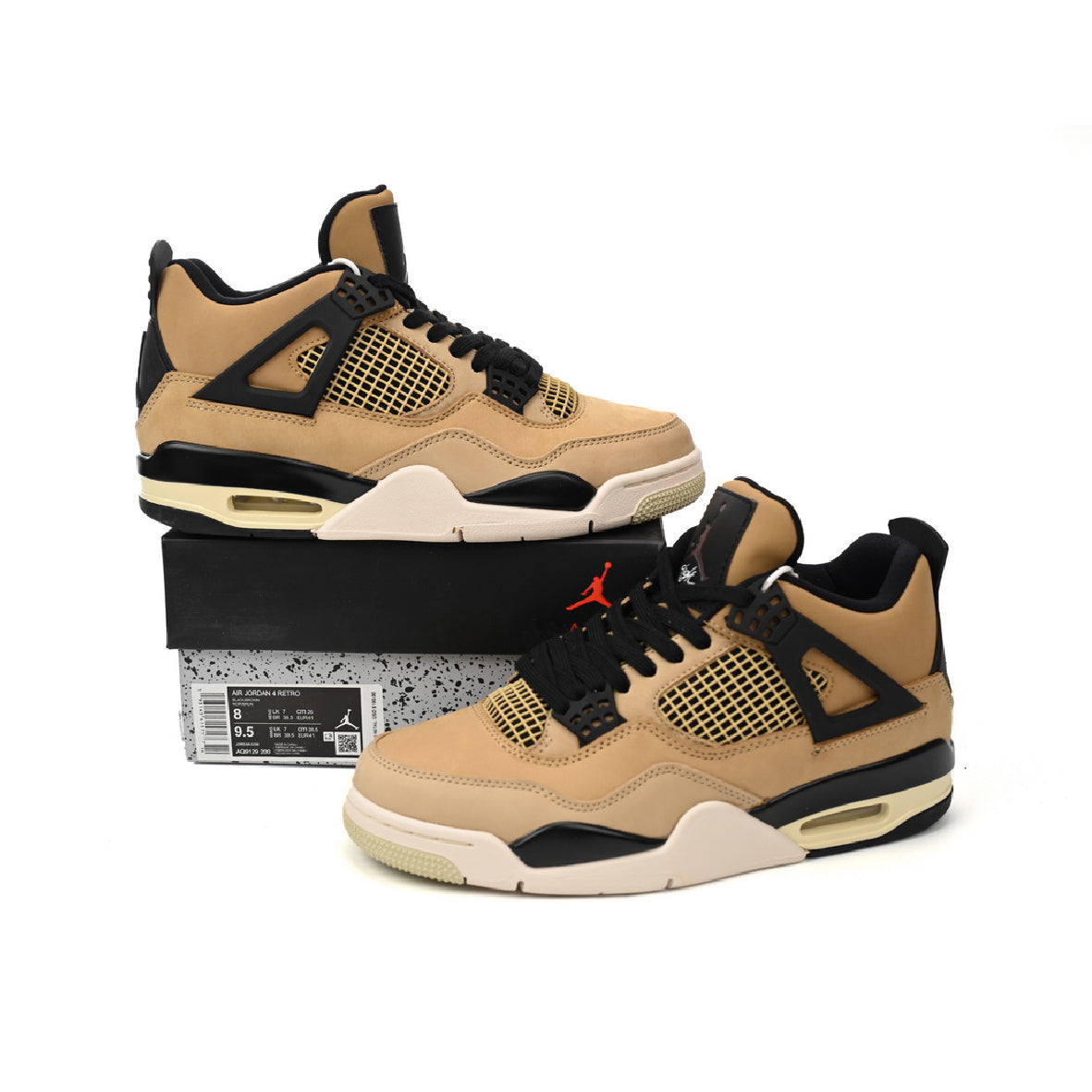 Air Jordan 4 Retro Fossil Baskets Beige Gris Homme Femme - 4