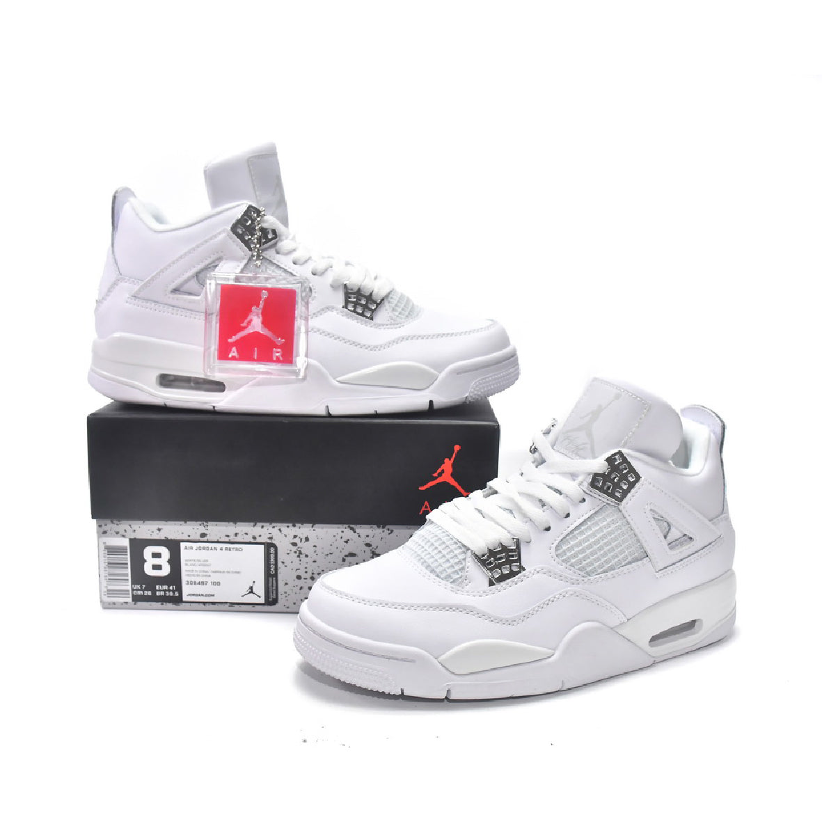 Air Jordan 4 Retro Pure Money Baskets Blanc Argent Homme Femme - 4