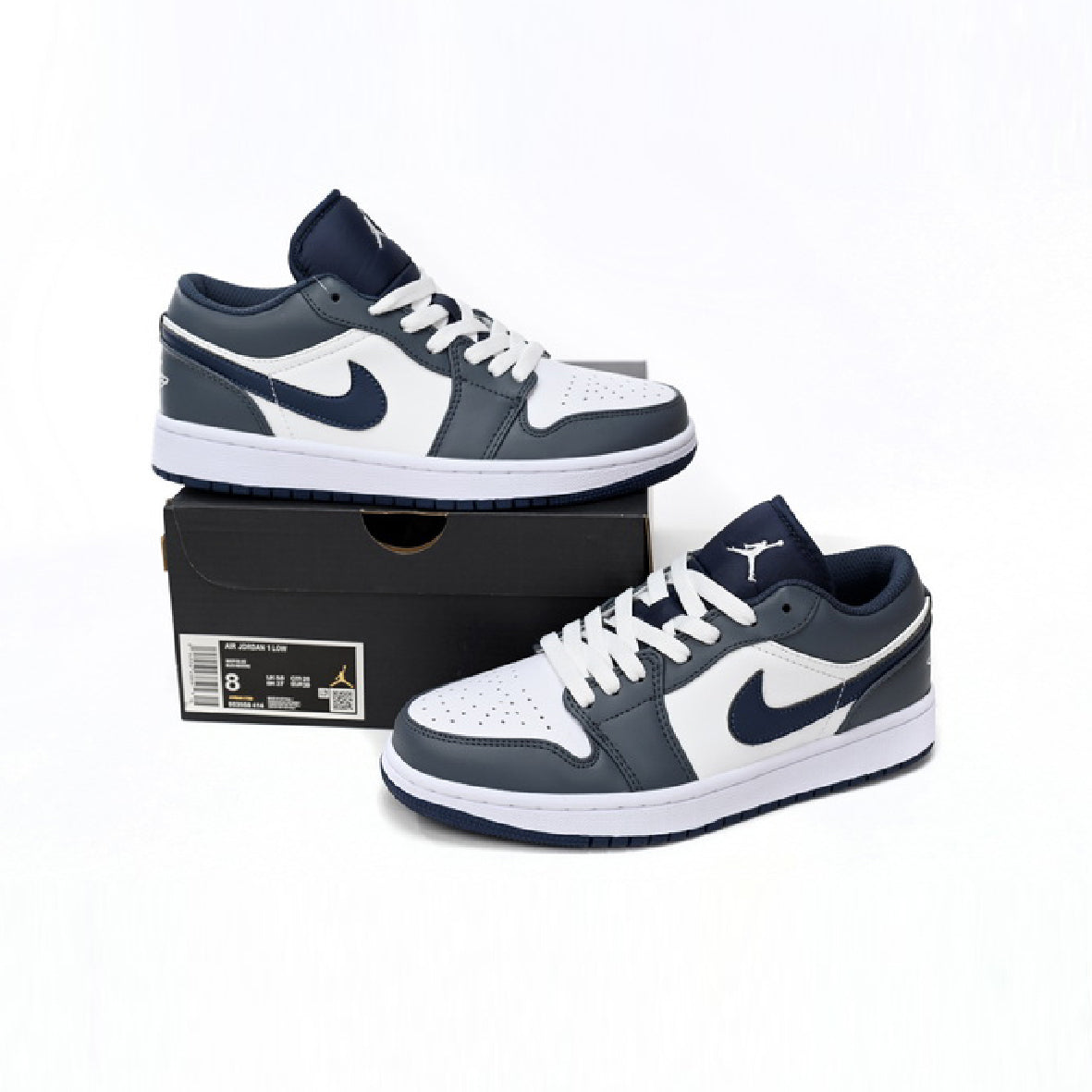 Air Jordan 1 Low Baskets Blanc Gris Homme Femme - 3