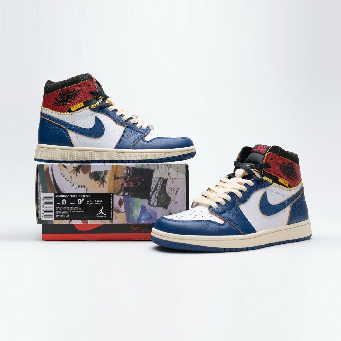 Air Jordan 1 Retro High Union Los Angeles Blue Toe Baskets Blanc Bleu Mixte - 4