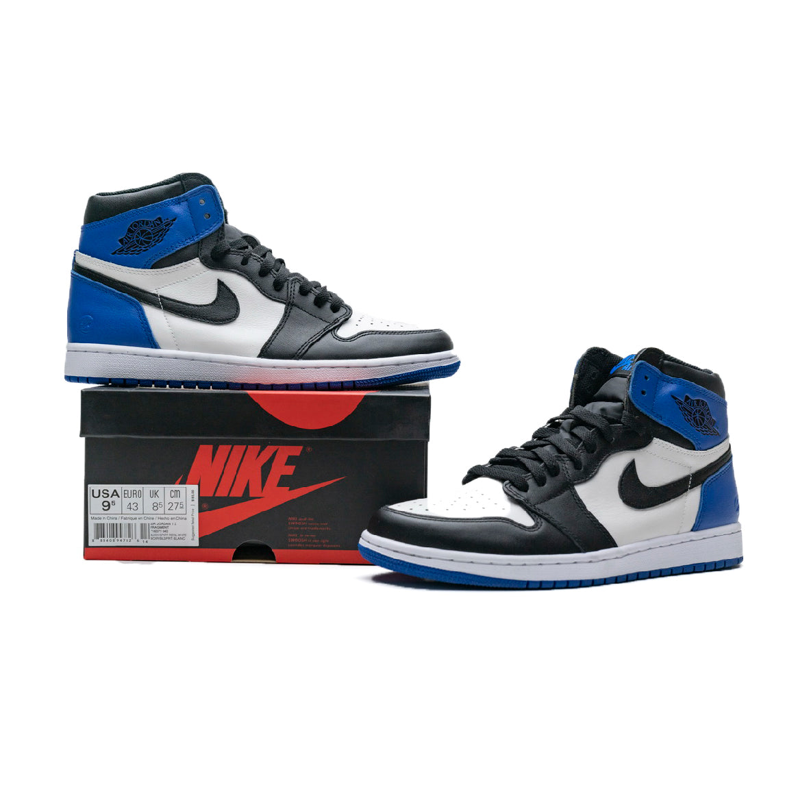 Air Jordan 1 Retro High x Fragment Baskets Bleu Noir Homme Femme - 4
