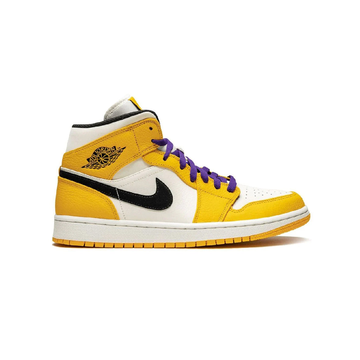 Air Jordan 1 Mid SE Lakers Baskets Violet Jaune Homme Femme - 1