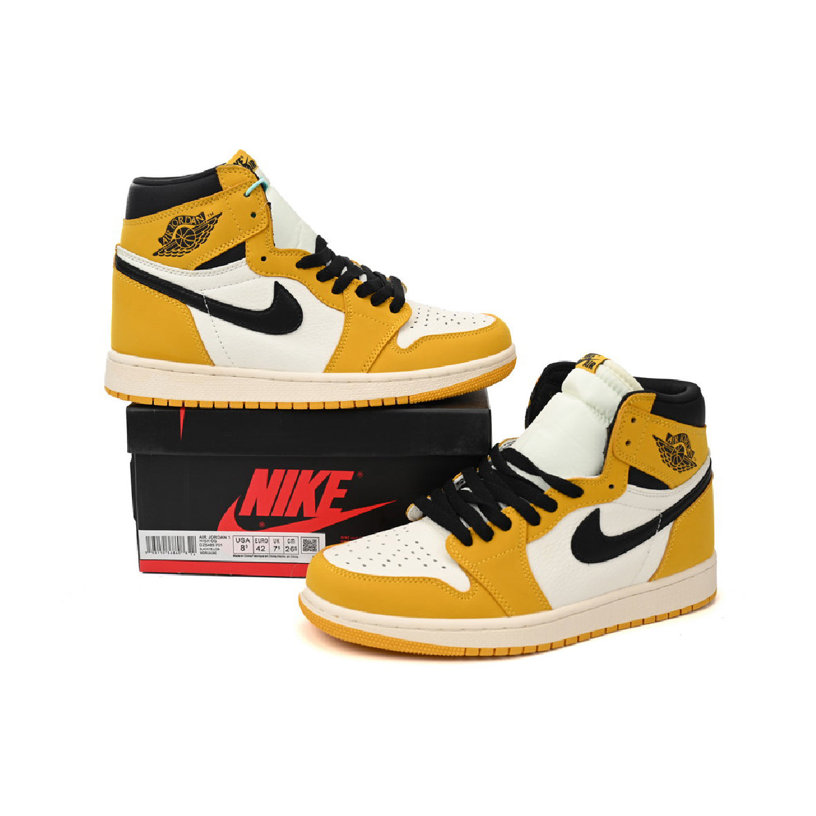 Air Jordan 1 High Yellow Ochre Baskets Jaune Noir Homme Femme - 3
