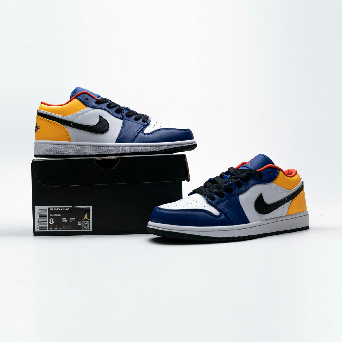 Air Jordan 1 Low Baskets Bleu Jaune Homme Femme - 4