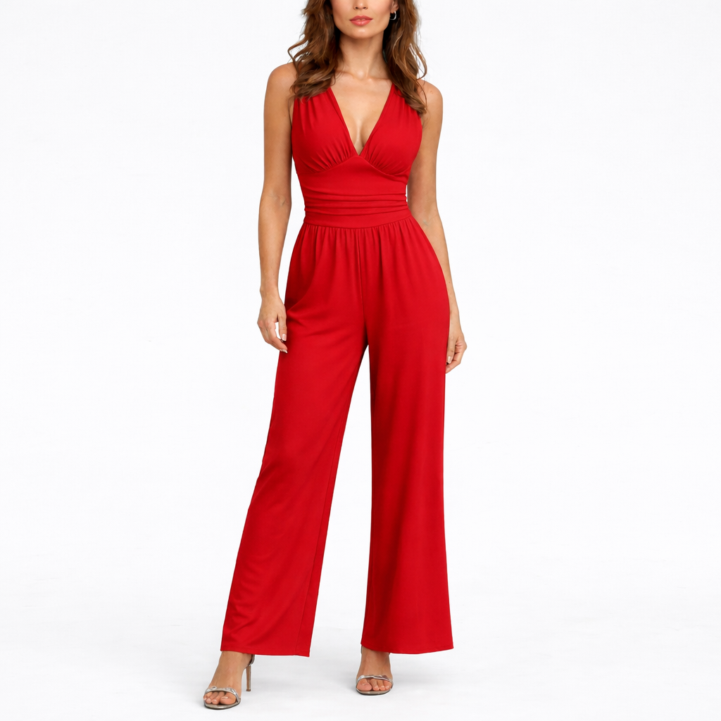 Combinaison Pantalon Femme combinaison large sans manches chic en tissu léger et fluide, portée