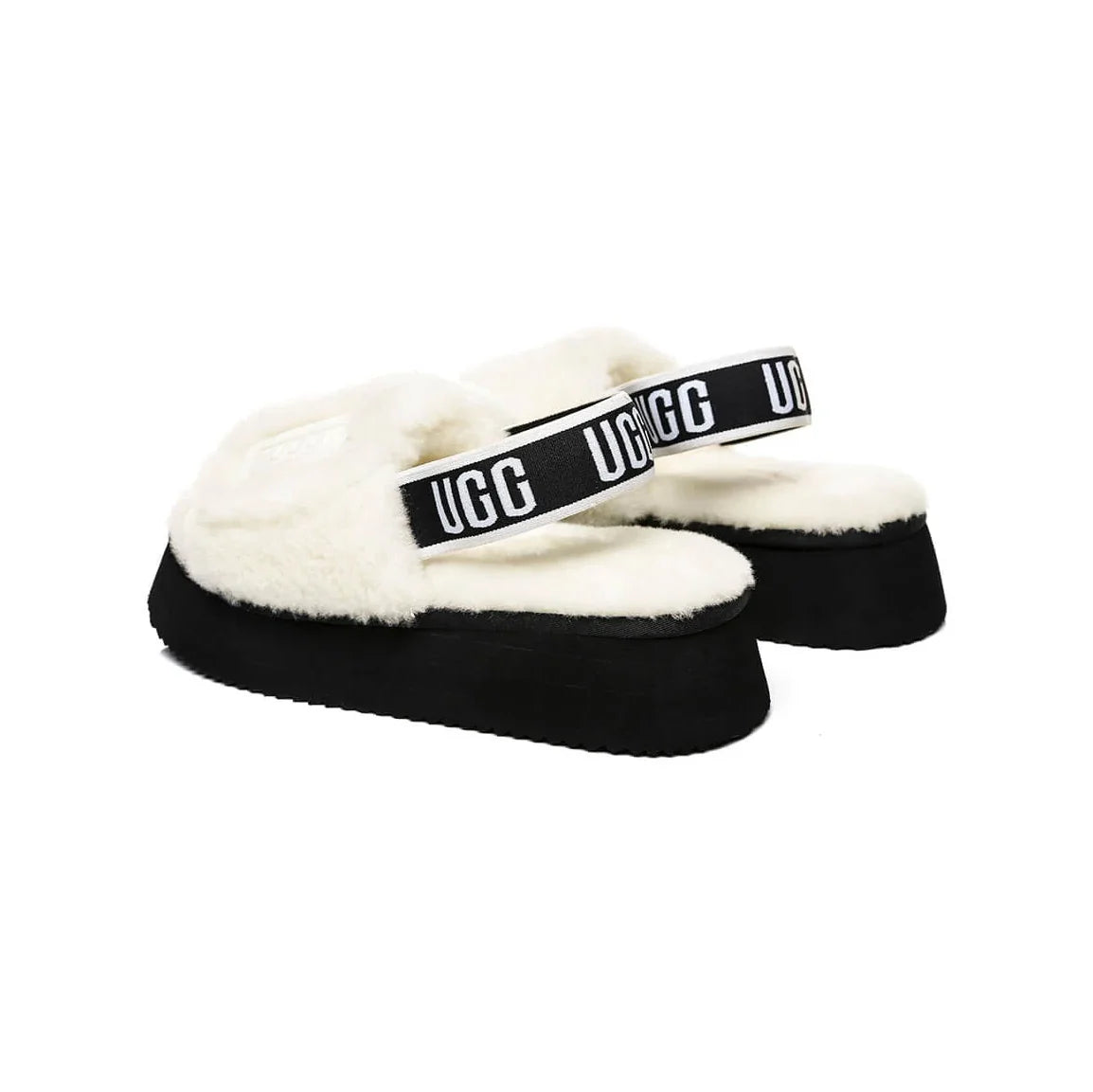 UGG Disco Slide White Black Claquette Blanc Noir Femme - 3