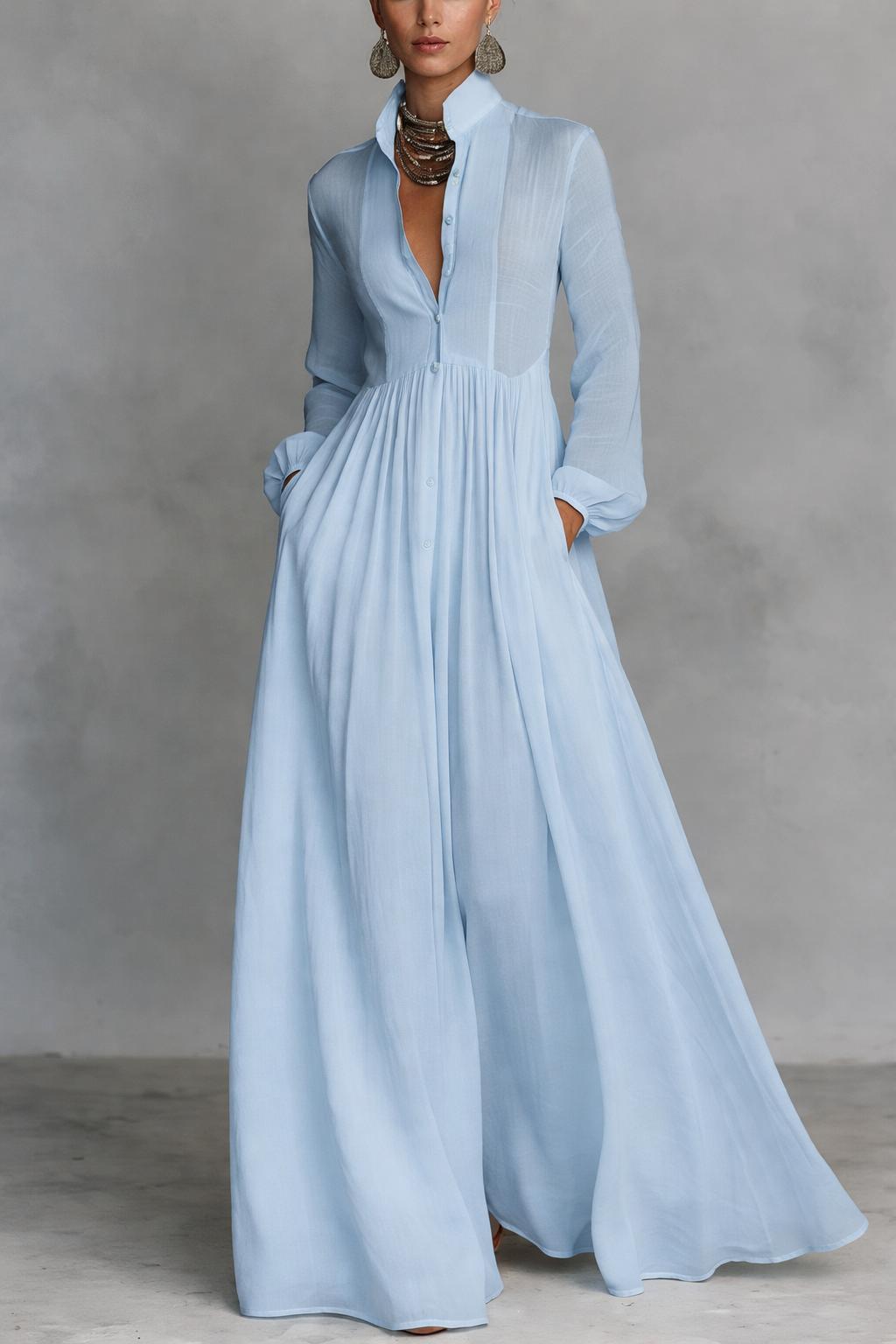 Robe Longue Femme Plissée Blanc - vue 6