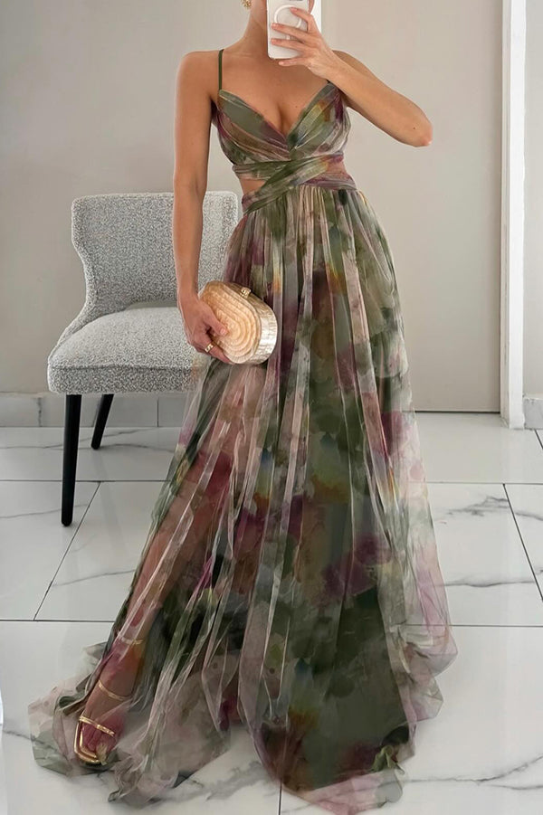 Robe Longue Femme en Mesh Floral Rose - vue 9