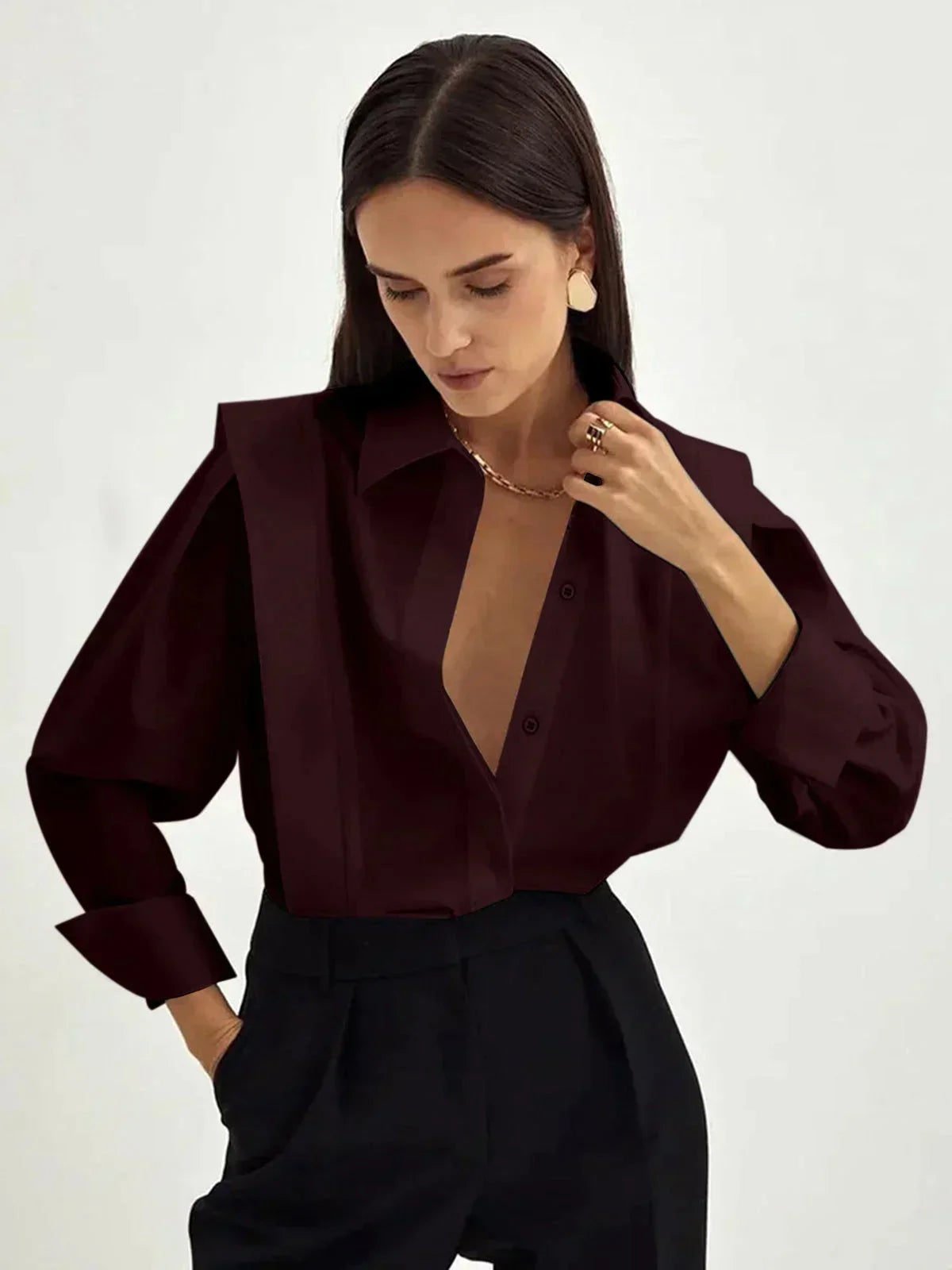 Alba - Top femme col V oversize