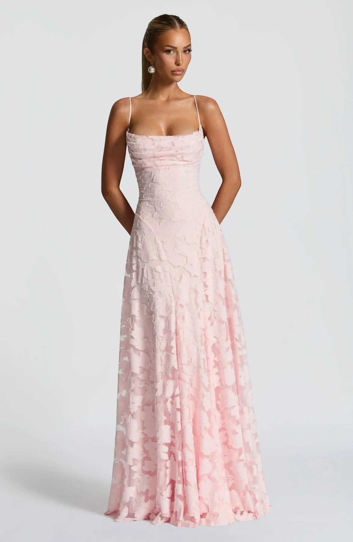 Robe Dentelle Longue Femme Cerise - vue 4