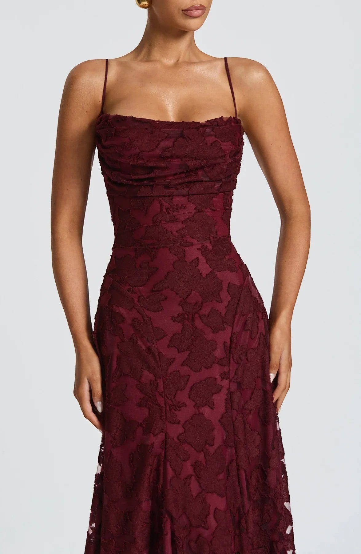 Robe Dentelle Longue Femme Cerise - vue 5