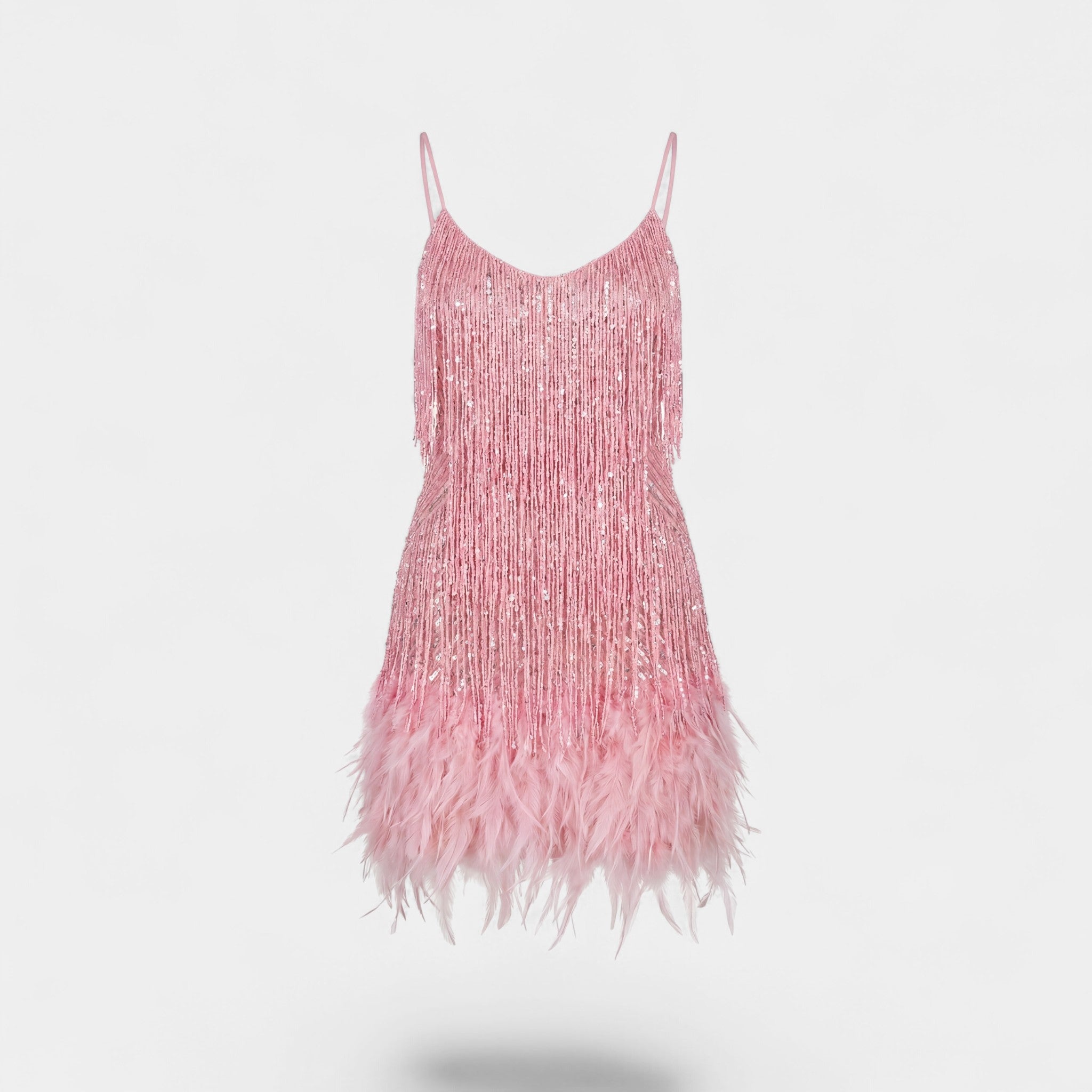 Robe Courte Femme à Franges Blanc - vue 3