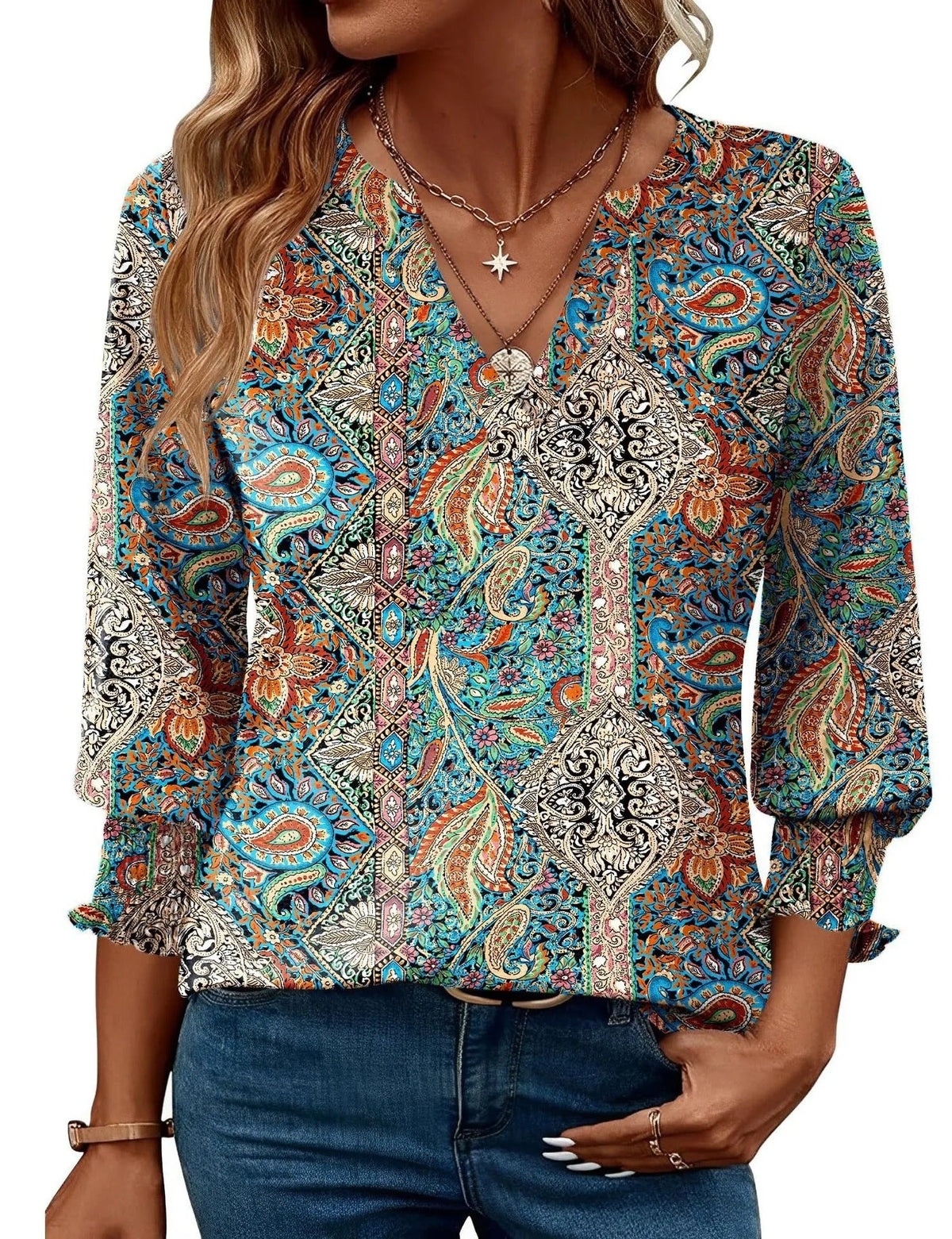 Blouse Femme Fleurie Abricot - vue 3