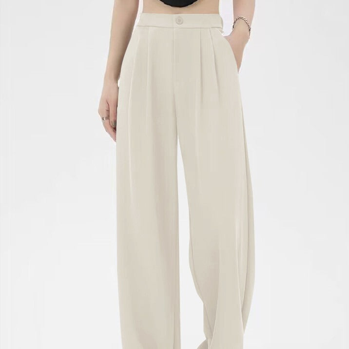 Pantalon Fluide Femme Taille Haute Beige - vue 6