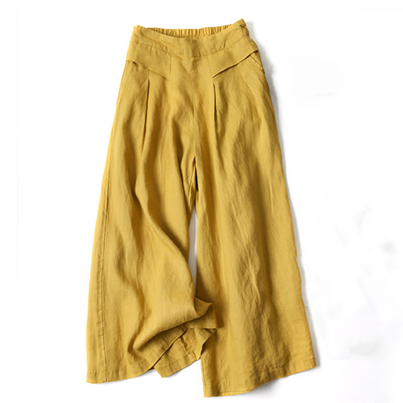 Pantalon Large Femme Taille Haute Beige - vue 4