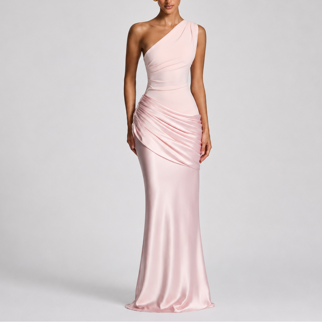 Robe Asymétrique Longue Femme - Robe Une Épaule Élégante