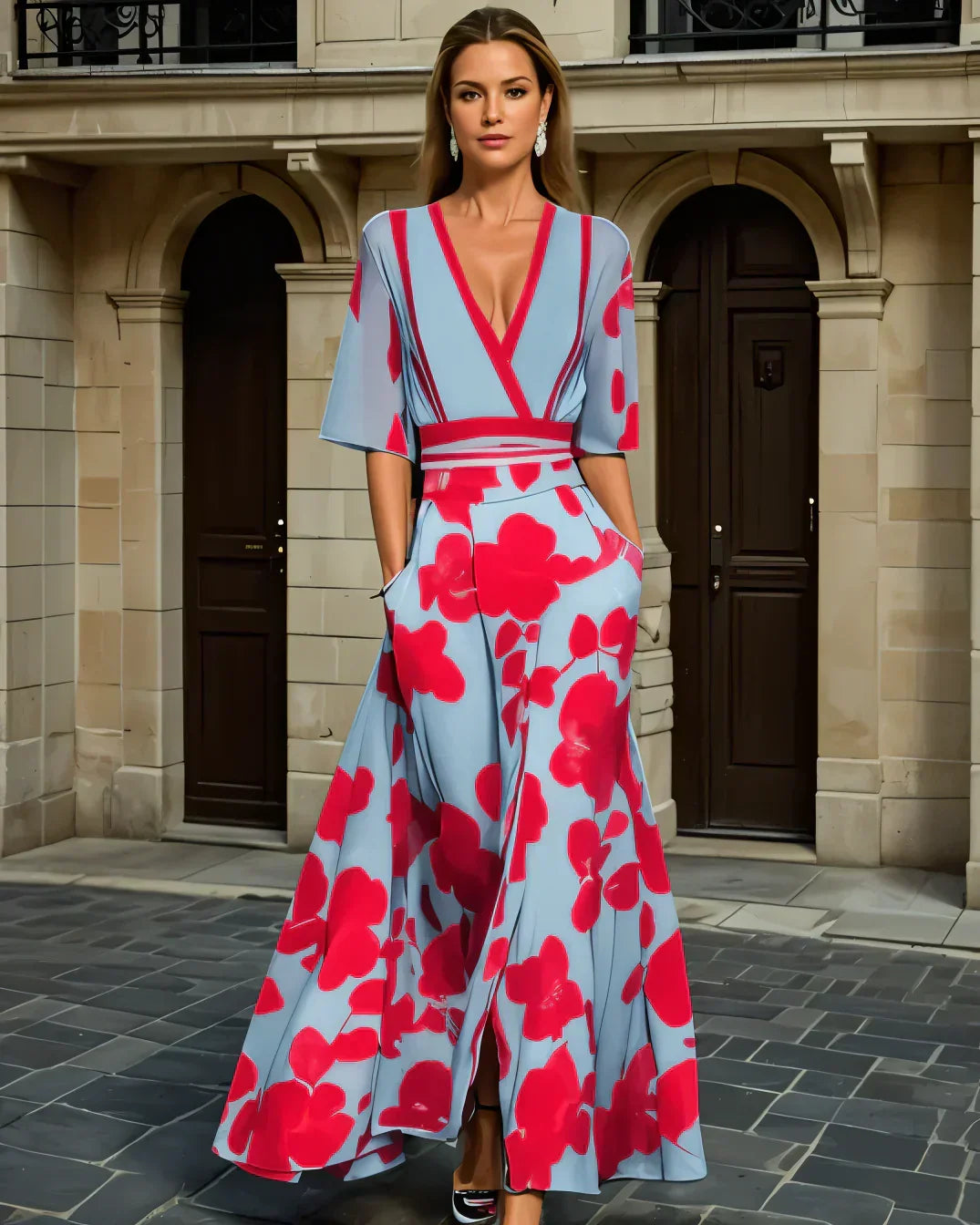 Robe Longue Femme Fleurie Blanc - vue 4