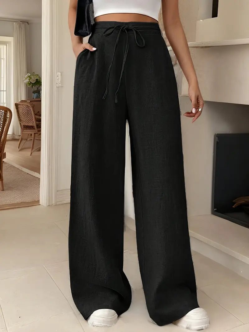 Pantalon Large Femme en Coton Bleu - vue 3