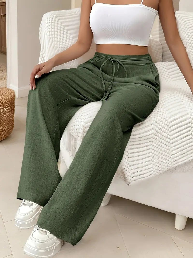 Pantalon Large Femme en Coton Bleu - vue 4