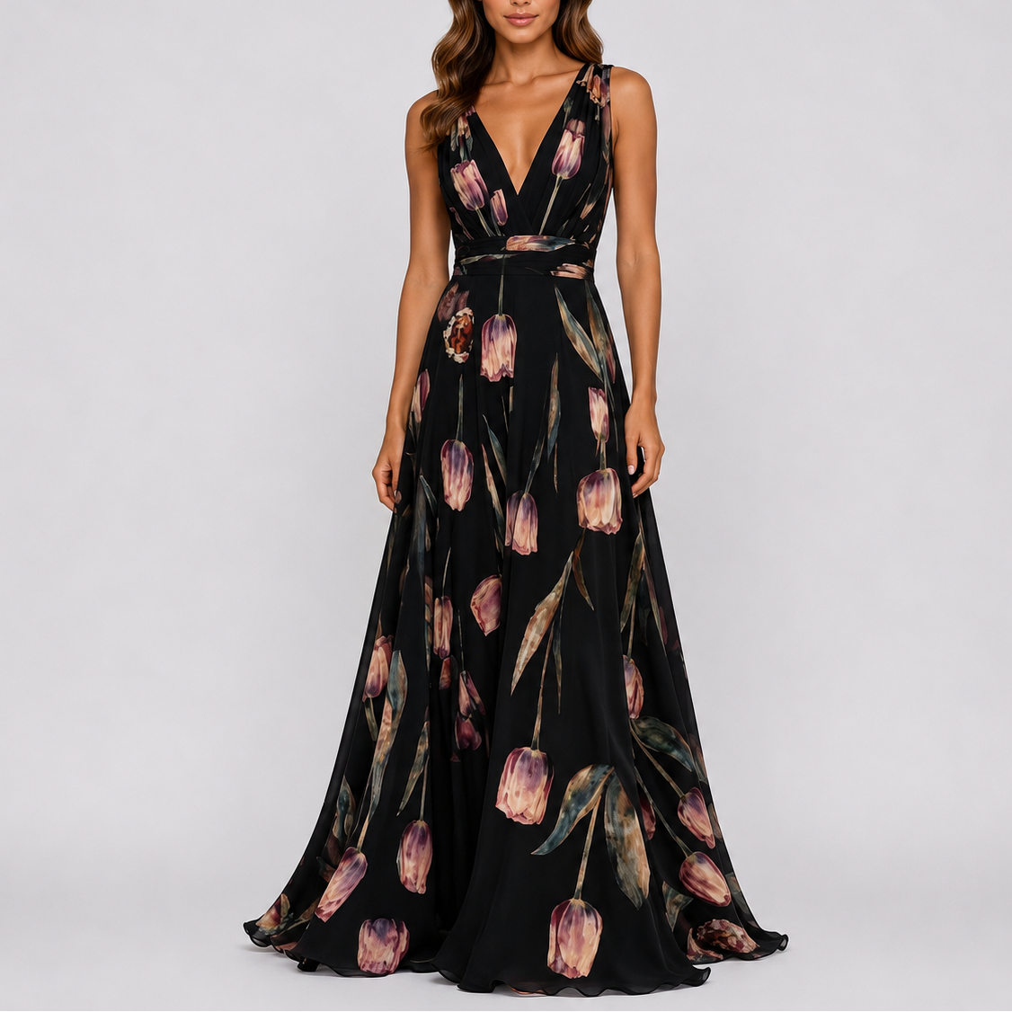 Robe de Soirée Longue Fleurie Femme - Robe Longue Élégante