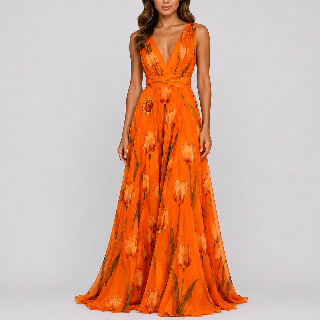 Robe de Soirée Longue Fleurie Femme - Robe Longue Élégante