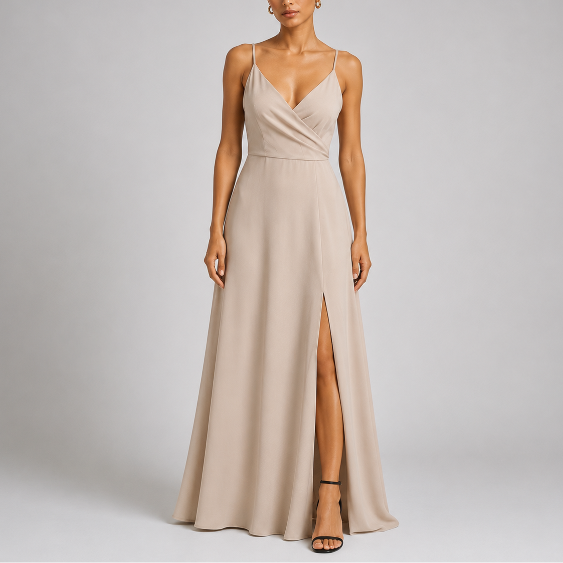 Robe Longue Élégante Femme robe longue fluide chic en tissu léger et fluide, détail tissu