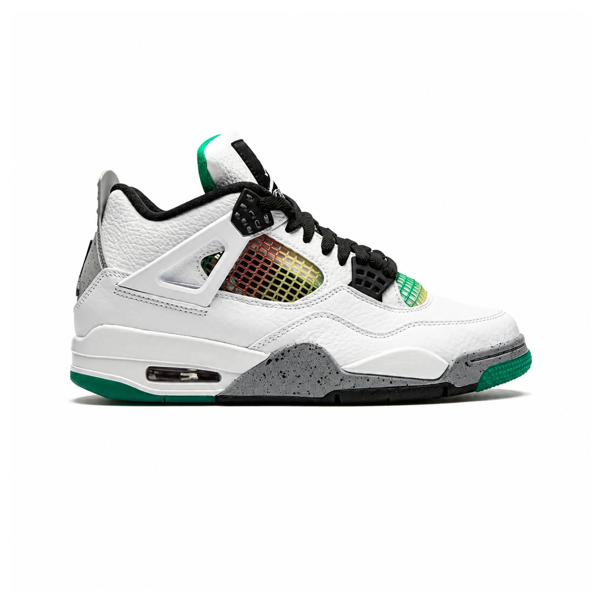 Air Jordan 4 Retro Lucid Green Rasta Baskets Vert Rouge Homme Femme - 1