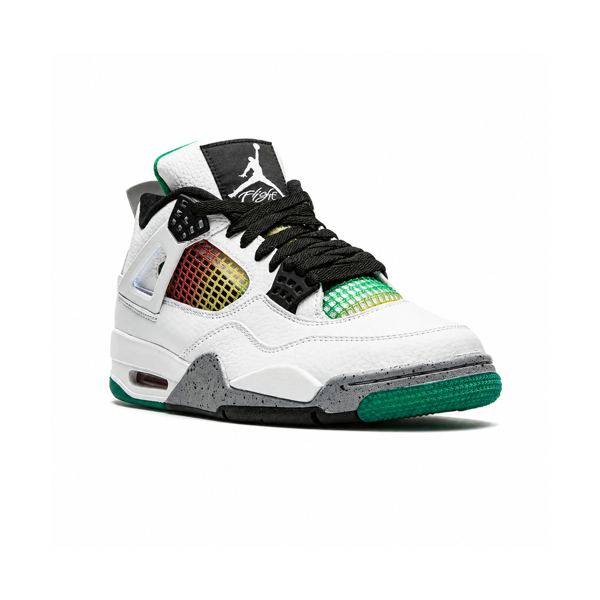Air Jordan 4 Retro Lucid Green Rasta Baskets Vert Rouge Homme Femme - 2